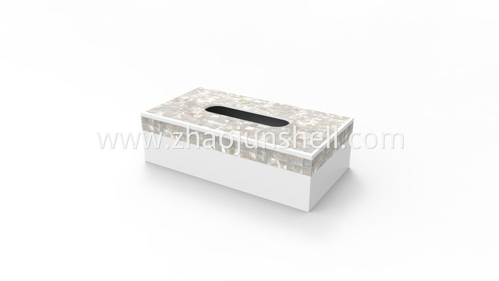 white mother of pearl tissue box